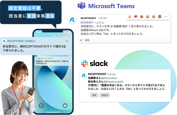 受付時の一次受けからの取り次ぎが不要に